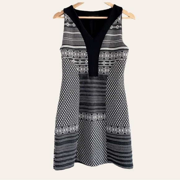 🇨🇦 Ruelle Patchwork Dress Sleeveless Black And White Made In Canada - Picture 9 of 17